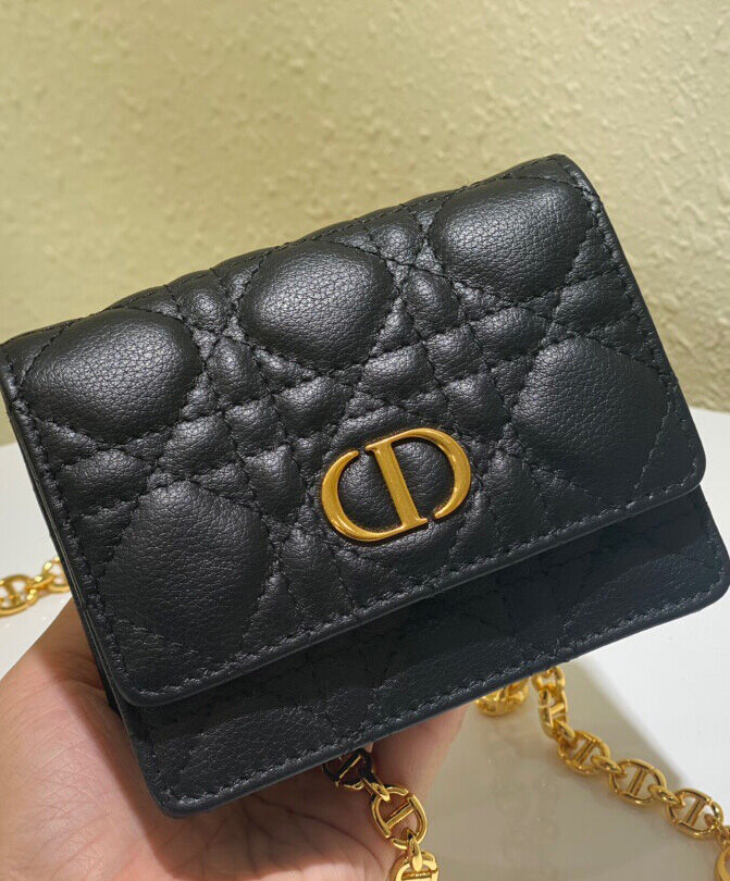 Christian Dior Mini Caro Pouch With Chain Bag Black